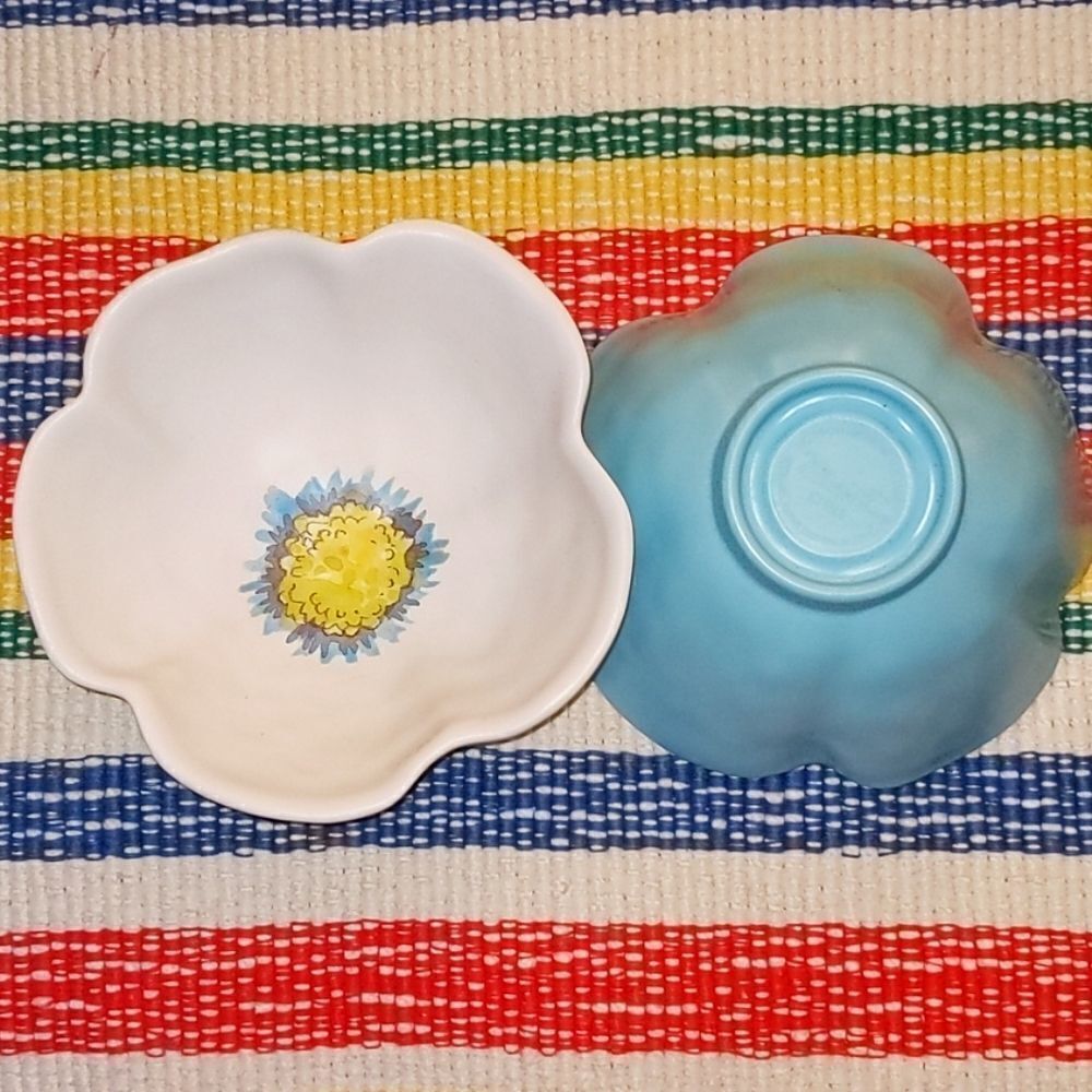 60s 70s vintage‎ blue Merritt Bowls MCM Pastel Floral